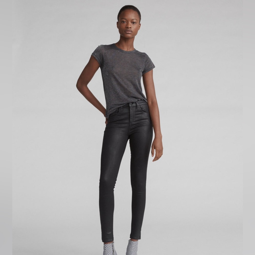 Rag & Bone High Rise Skinny Shiny Black Size 26